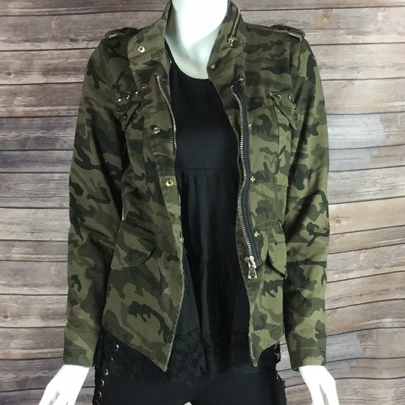 etched Jackets & Blazers - Camouflage jacket with bling sz S